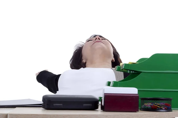 Lazy business woman in the office — Stock Photo, Image