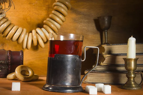 Tea drinking in a vintage style — Stock Photo, Image