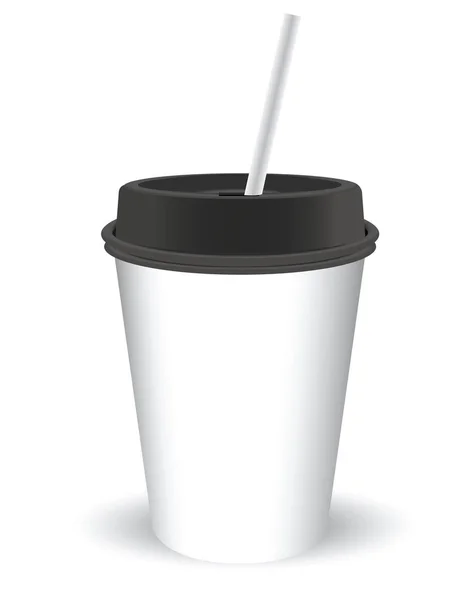 Taza con tapa y tubo para latte — Vector de stock