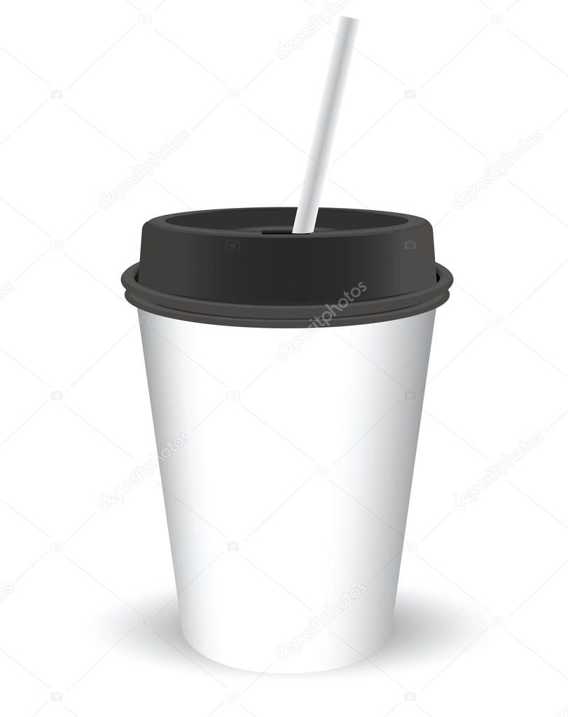 Cup with lid and tube for latte