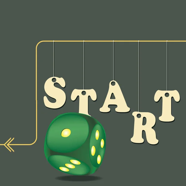 Iniciar el juego en un cubo — Vector de stock