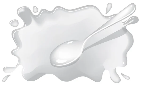 Cuchara sobre crema agria mancha — Vector de stock