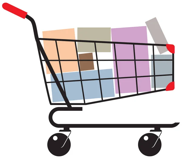 Shopping cart with boxes — Stock Vector