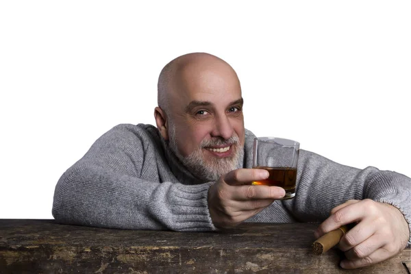 Gray-haired man with beard — Stock Photo, Image