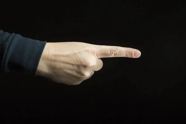 Index finger pointing to the side — Stock Photo, Image