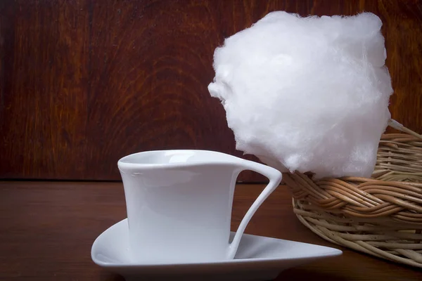 Cotton candy and coffee — Stock Photo, Image