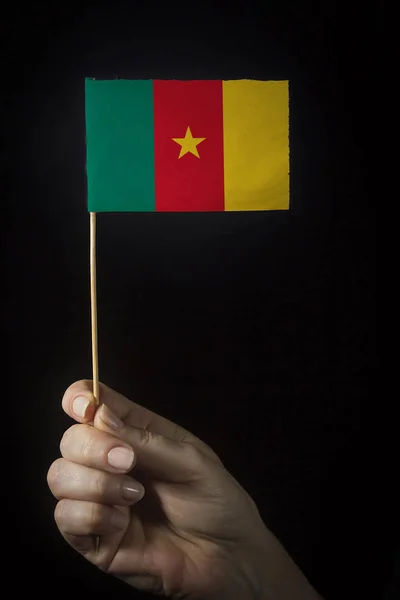 Hand with flag Republic of Cameroon — Stock Photo, Image