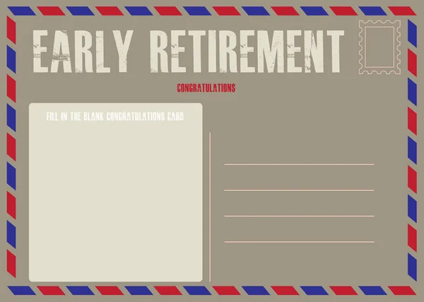 Postcard on early retirement — Stock Vector
