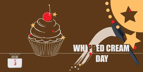 Carte poștală Whipped Cream Day — Vector de stoc