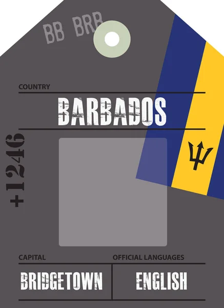 Label Pays Barbade Avec Les Informations Officielles Sur Nom Domaine — Image vectorielle