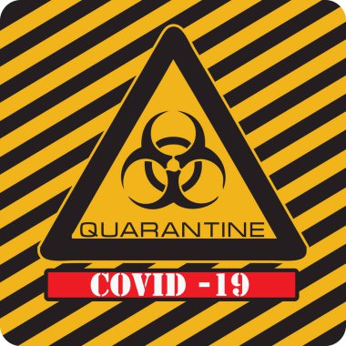 Koronavirüsün endüstriyel biyolojik tehlike uyarısı. Vektör illüstrasyonu