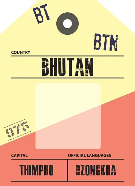Rótulo País Butão Com Nome Domínio Oficial Informações Código — Vetor de Stock