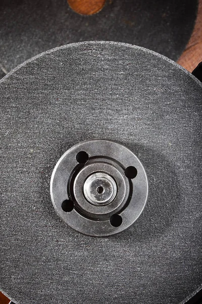 Disks Angle Grinder Wooden Table — Stock Photo, Image