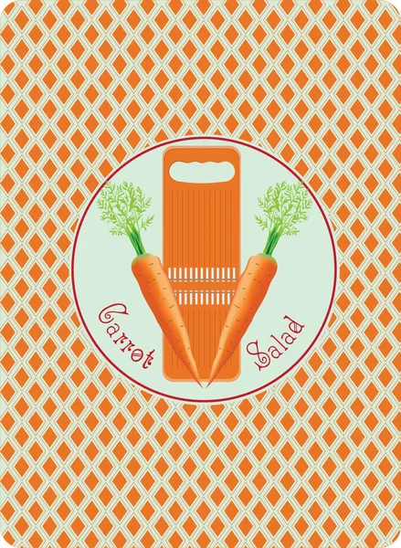 Cartaz Salada Cenoura Tem Forma Uma Carta Baralho Cenouras Ilustradas — Vetor de Stock