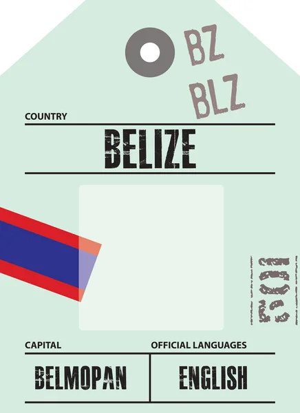 Landenlabel Belize Met Officiële Domeinnaam Code Informatie — Stockvector