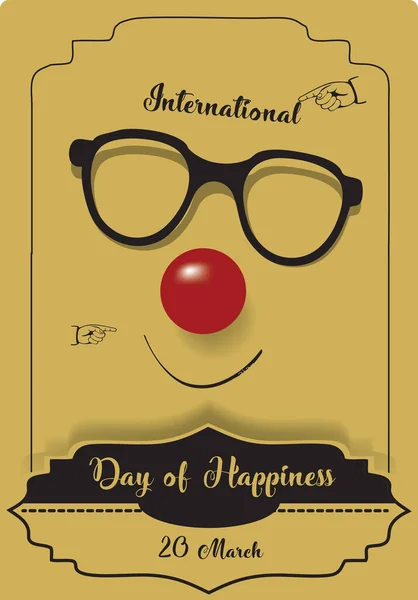 Веселая Ретро Открытка Международному Дню Счастья — стоковый вектор