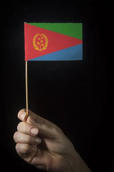 Hand Mit Kleiner Flagge Des Staates Eritrea — Stockfoto
