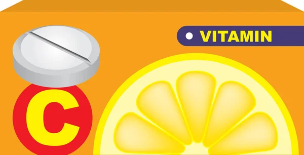 Kutusunda Limon Olan Vitamini Hapları Paketleniyor — Stok Vektör