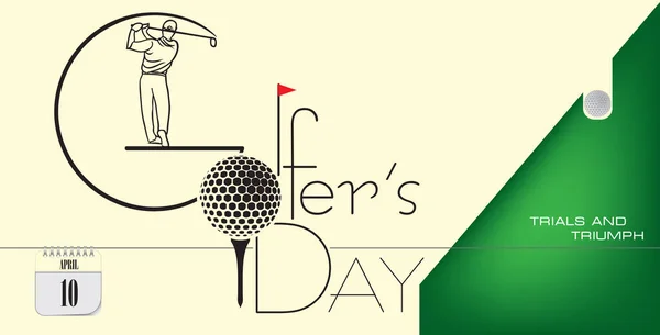 Poste Tarjeta Para Evento Abril Día Golfista Día — Vector de stock