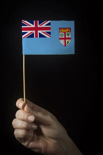 Χέρι Μικρή Σημαία Του Κράτους Των Φίτζι — Φωτογραφία Αρχείου