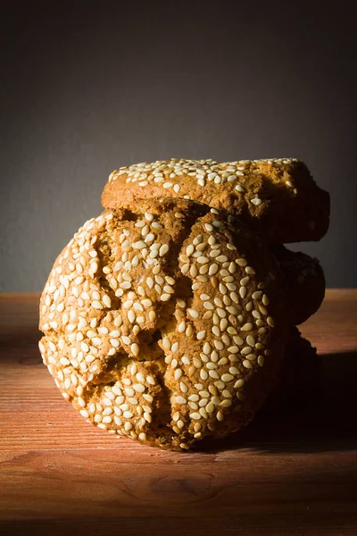 Galletas Crujientes Avena Sobre Fondo Negro —  Fotos de Stock