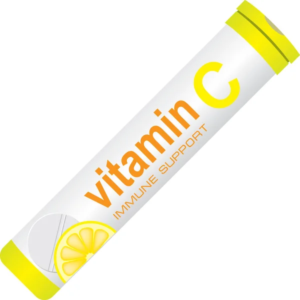 Een Klassieke Ronde Pil Fles Voor Immuunondersteuning Vitamine Vector Illustratie — Stockvector