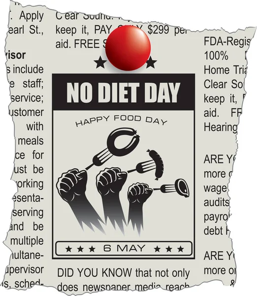 快乐食品日 无饮食日的分类报纸 — 图库矢量图片