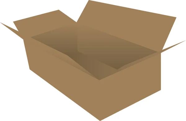 Caja Cartón Abierta Rectangular Para Envío Mercancías — Archivo Imágenes Vectoriales
