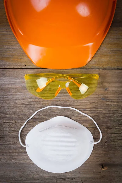 Capacete Construção Óculos Segurança Máscara — Fotografia de Stock