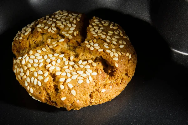 Galletas Crujientes Avena Sobre Fondo Negro —  Fotos de Stock