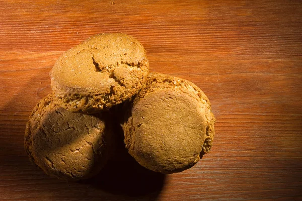 Crispy Oatmeal Cookies Wooden Table — Stock Photo, Image