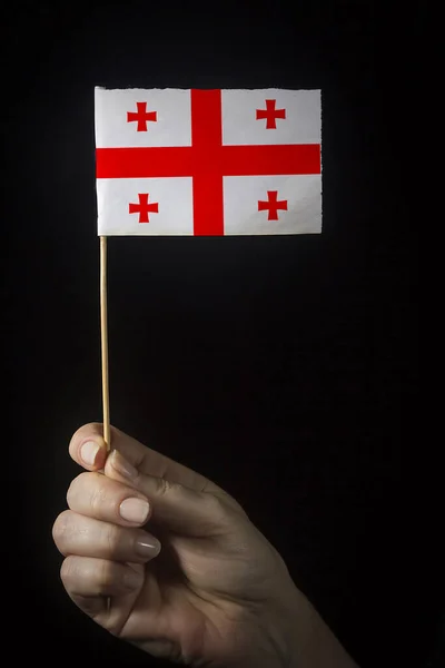 Kéz Kis Zászló Grúzia Állam — Stock Fotó