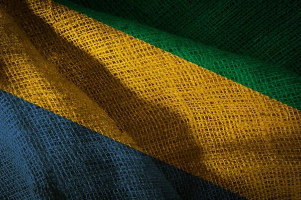 Státní Vlajka Hrubé Tkaniny Gabon — Stock fotografie