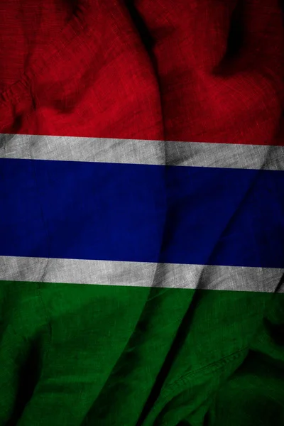 Státní Vlajka Hrubé Tkaniny Gambie — Stock fotografie