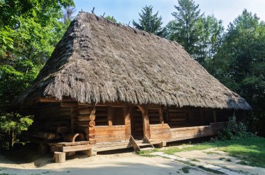 Eski Ukraynalı otantik ahşap ev