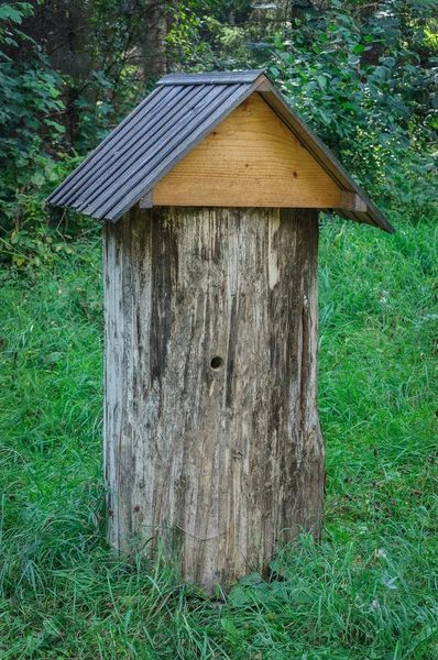 Alter hölzerner Retro-Bienenstock auf der Wiese — Stockfoto