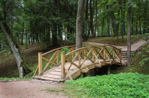 Decoratieve houten brug in oud park — Stockfoto