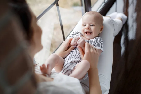 Portrait of happy mother and baby. — Stock Photo, Image