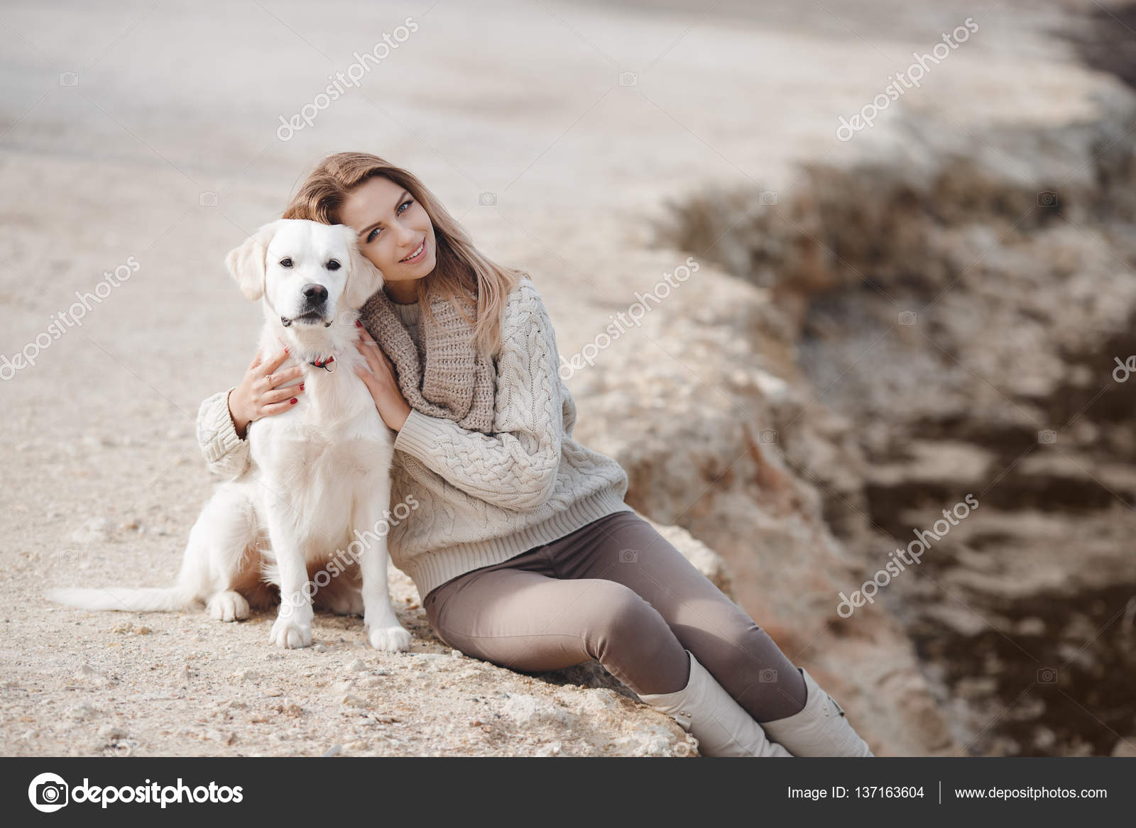 Woman with dog on the sea shore Stock Photo by ©golyak 137163604 Woman with dog on the sea shore Stock Photo by ©golyak 137163604