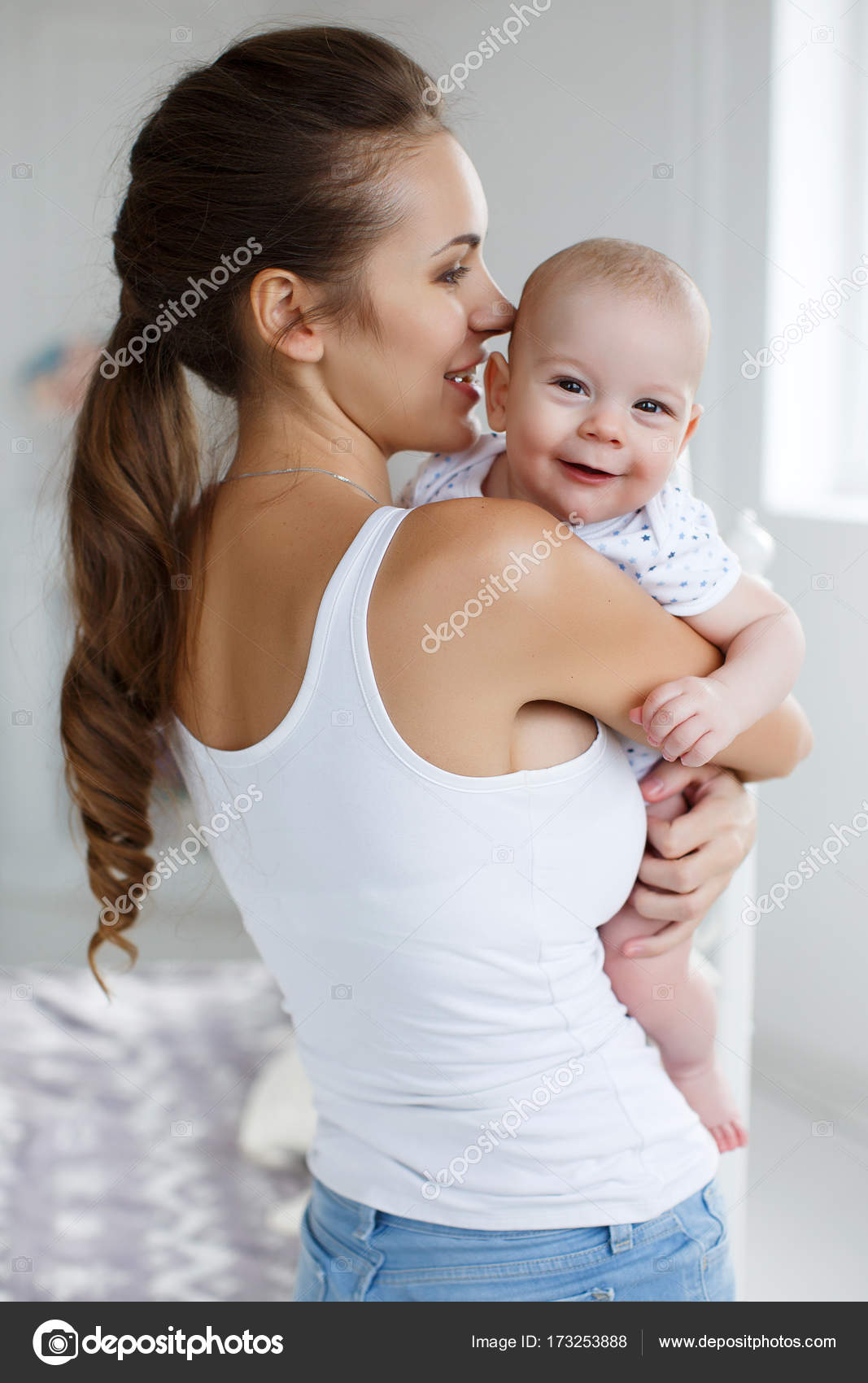 Happy Young Woman Brunette Thick Hair Braided Thick Braid Make Stock Photo C Golyak 173253888