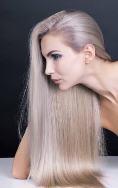 Fashionable shot of a grey blonde girl clipart
