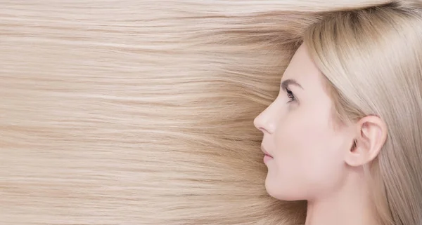 Perfect cold blonde long hair pattern. — Stock Photo, Image