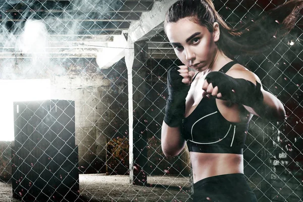 Mulher pugilista. Conceito de desporto . — Fotografia de Stock