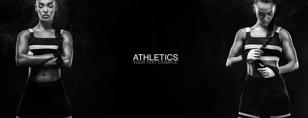 Silne sprinter athletic, kobiece, uruchomiona w sunrise ubrany w Odzież sportowa, sport i koncepcja motywacji z miejsca kopii. — Zdjęcie stockowe