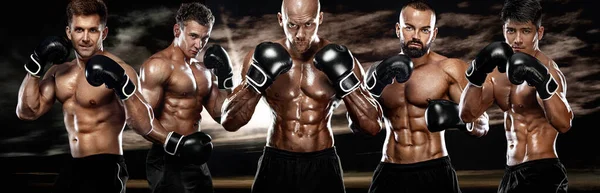 Conceito de boxe. Desporto e motivação fitness. Recreação esportiva individual. Grupo de boxers em luvas . — Fotografia de Stock
