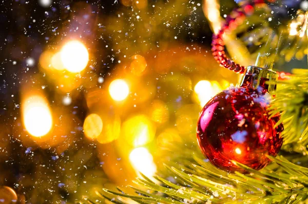 Süslü Noel ve yeni yıl köknar ağacı — Stok fotoğraf