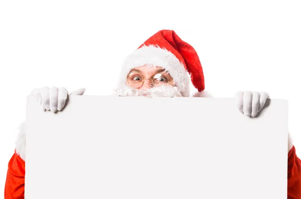 Babbo Natale con cartellone bianco — Foto Stock