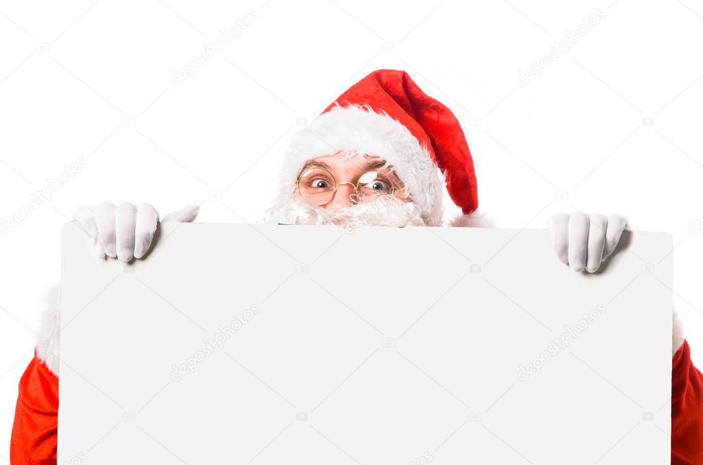 Santa Claus with blank billboard