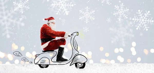 Père Noël en scooter — Photo