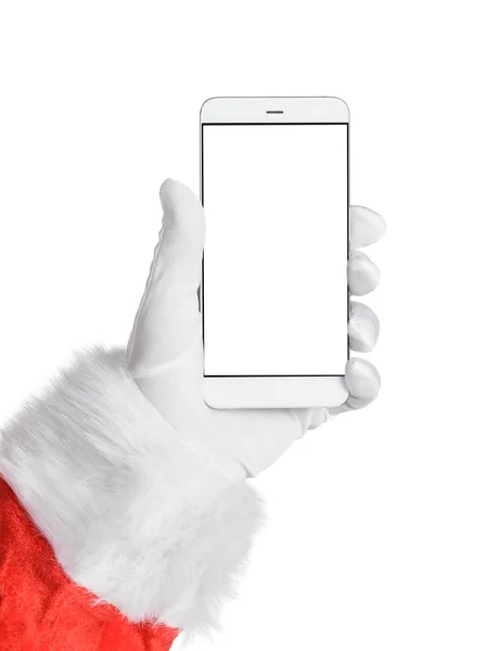 Smartphone Santa holding — Foto Stock